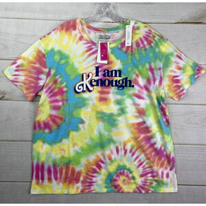 Barbie Movie Tee Shirt Womens XL Colorful Tie Dye "I AM KENOUGH" Ken Hippie NWT